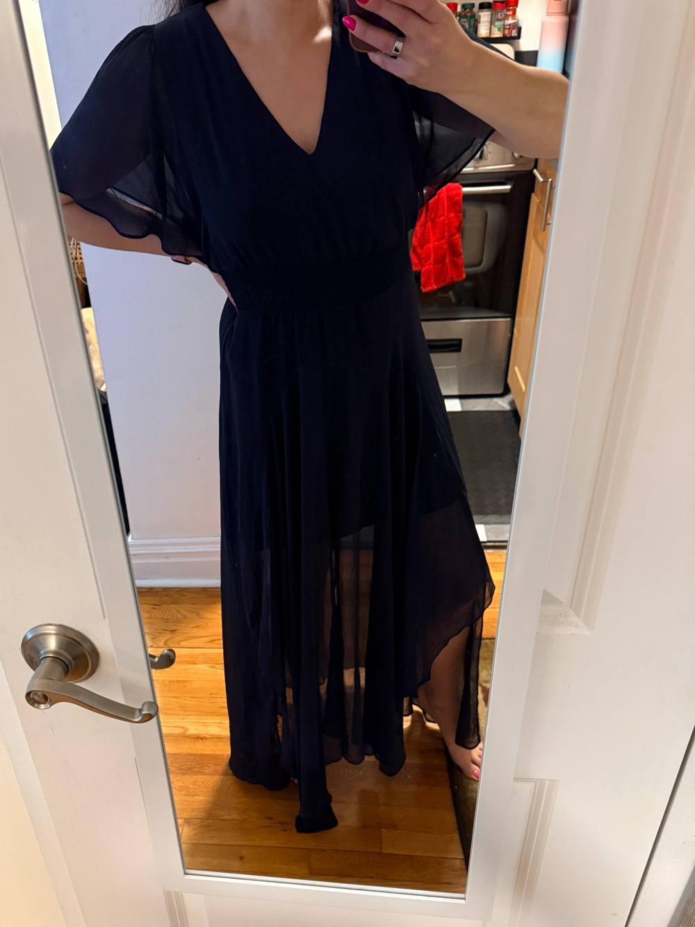 Express Navy Blue High Low V-Neck Maxi Dress - size M